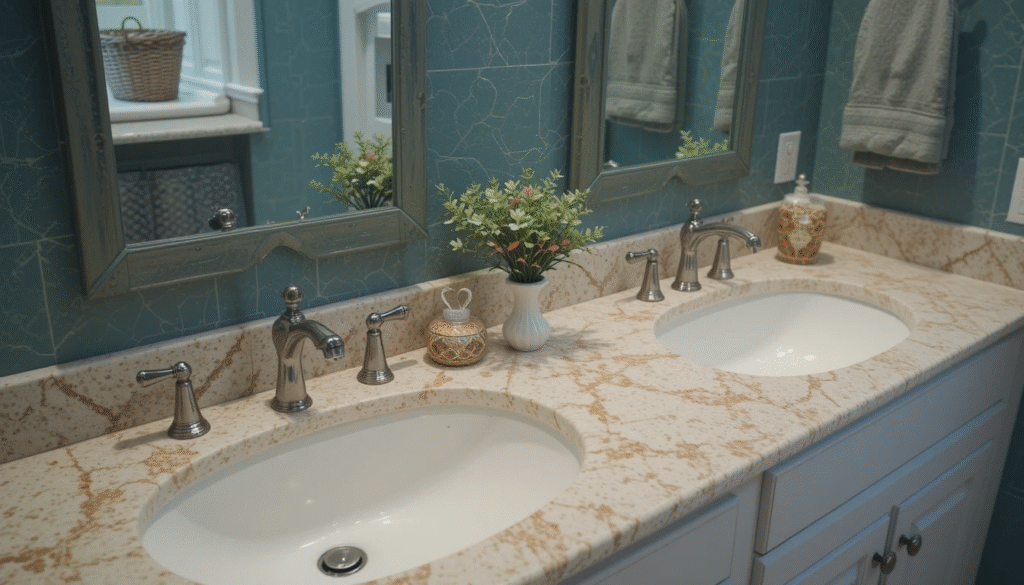 Two sinks make mornings easier for kids or guests.