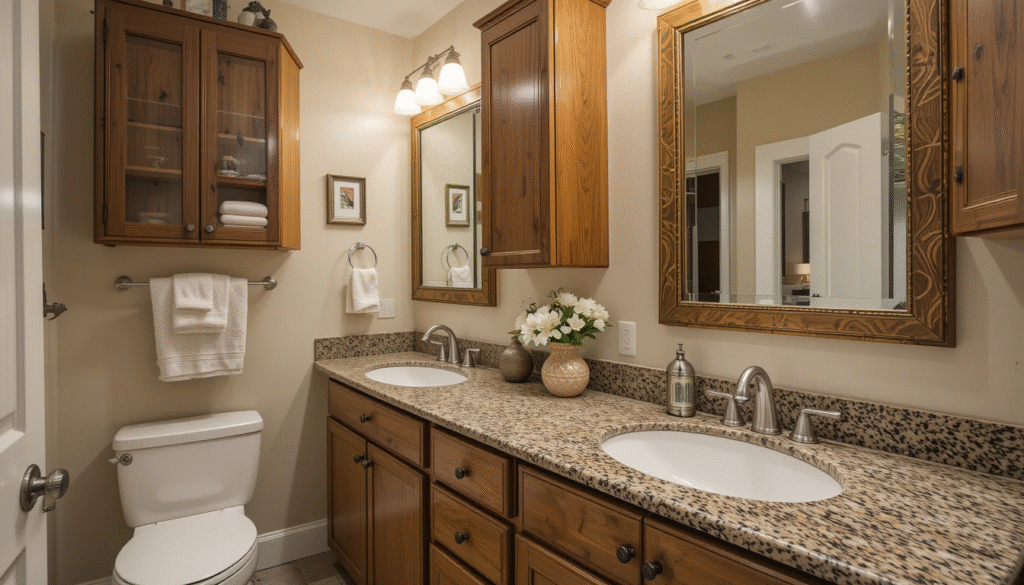 Add cabinets or shelves so both users have their own space.