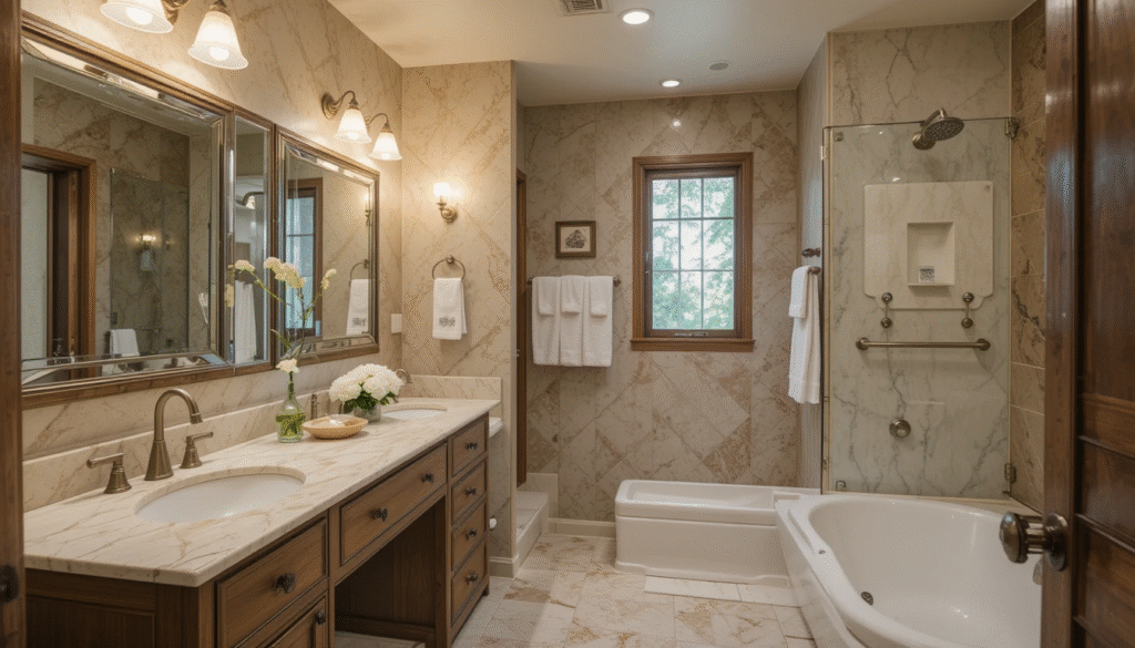 Make sure the bathroom is well-lit for a spacious feel.
